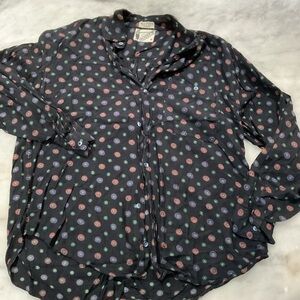 Men's Black Polka Dot Casual Button Down Shirt